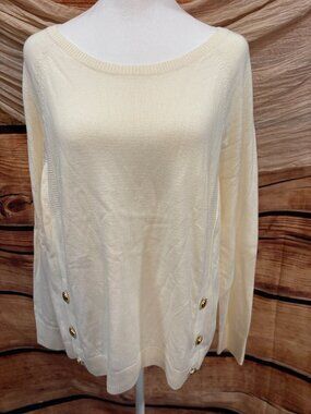 Talbots Womens Ivory Cream Knit Long Sleeve Sweater Size L